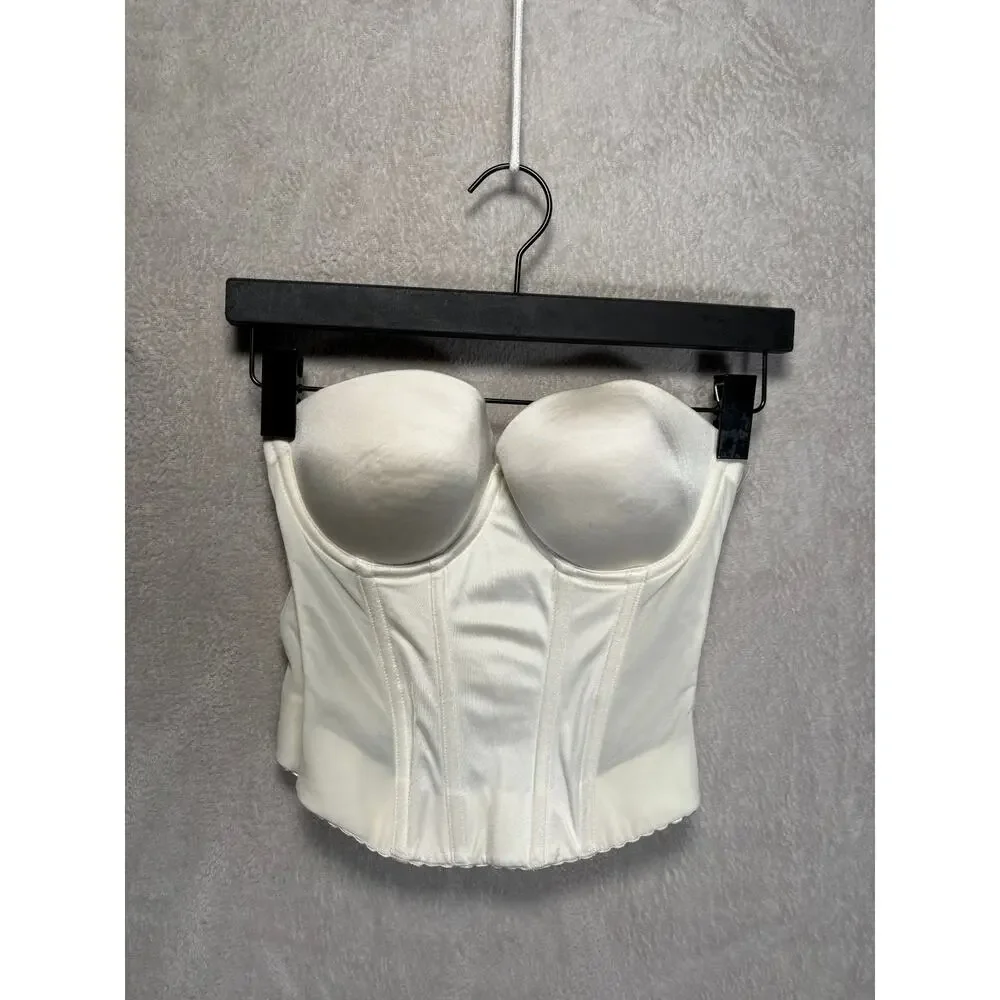 Victoria's Secret Back Off Baby Low Back Bustier Push Up Padded 32D White - Picture 1 of 5